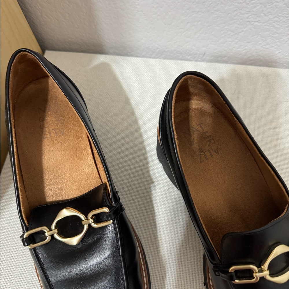 Naturalizer Black Flats with Gold Accent